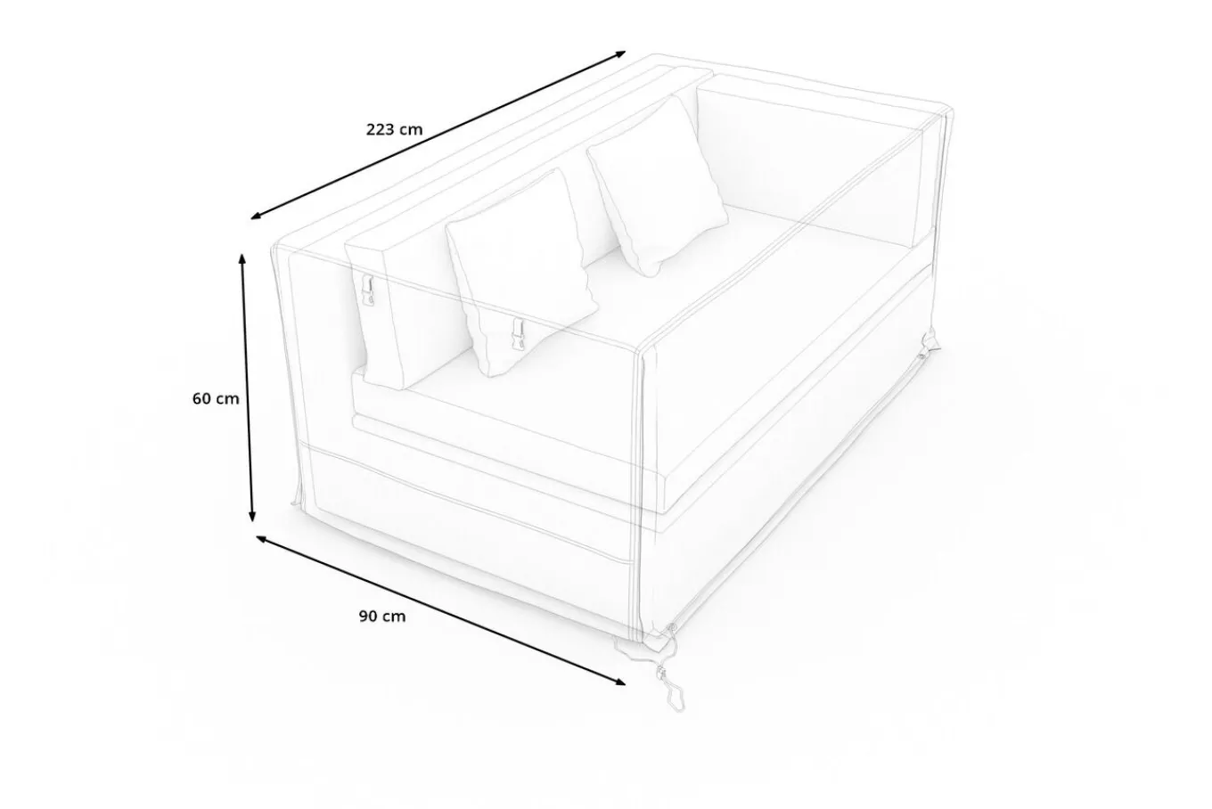 Online Abdeckhaube für Gartenlounges, schwarz, Ripstop-Gewebe/Polyester, 223 x 90 x 60 cm, wasserabweisend, UV-Schutz Schutzhüllen