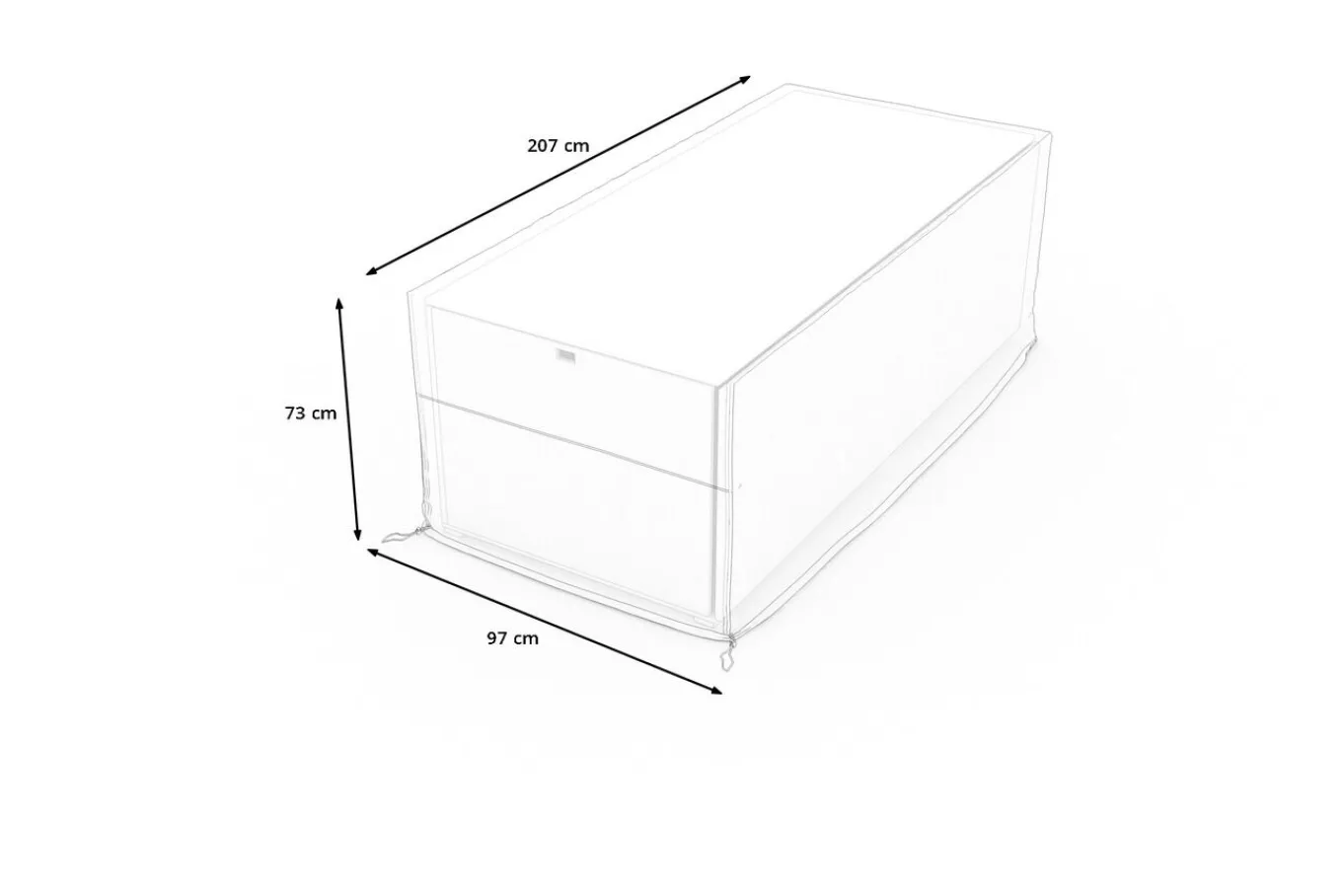 Abdeckhaube für Kissenbox, schwarz, Ripstop-Gewebe/Polyester, 207 x 97 x 73 cm, wasserabweisend, UV-Schutz Schutzhüllen
