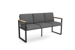 Alexander Bank, mattgrau, Alu/Teak, 154x55x75 cm, mit Armlehnen, inkl. Polster Gartenbänke & Gartensofas