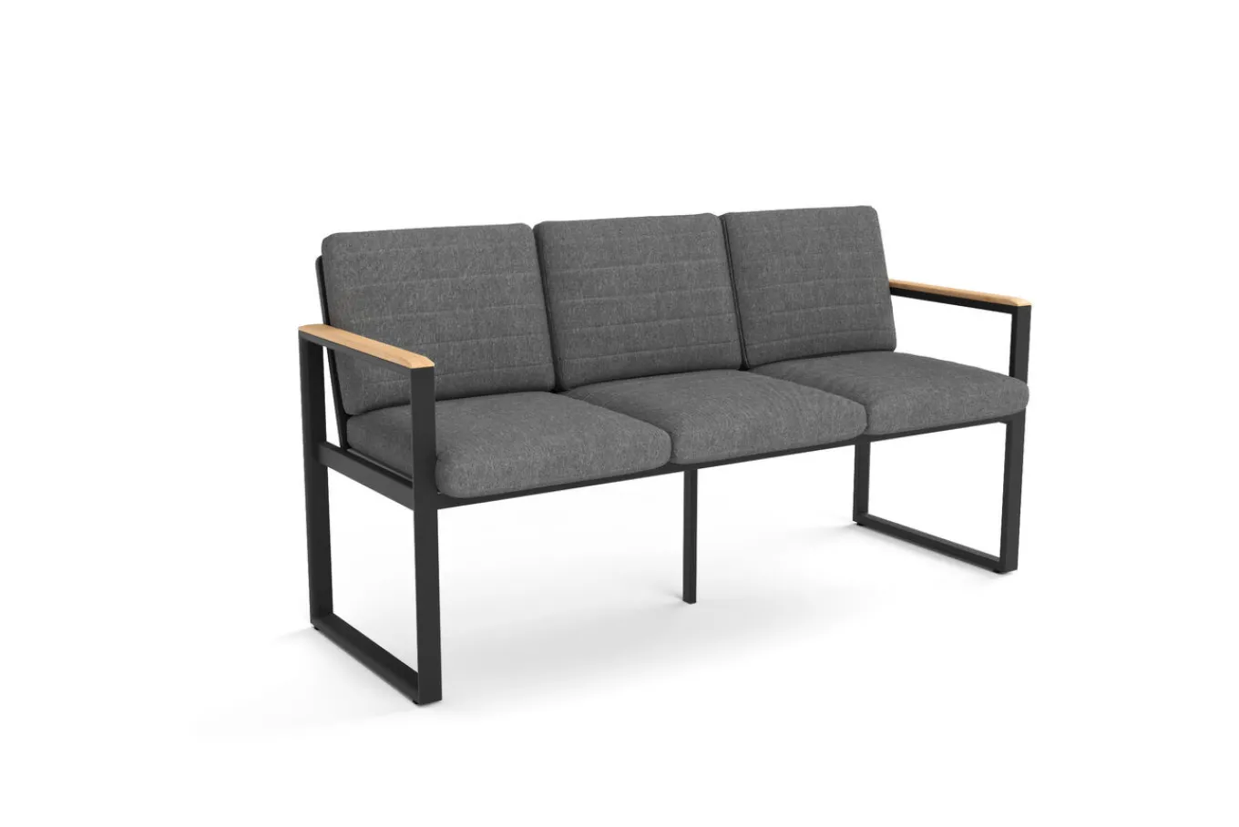 Alexander Bank, mattgrau, Alu/Teak, 154x55x75 cm, mit Armlehnen, inkl. Polster Gartenbänke & Gartensofas