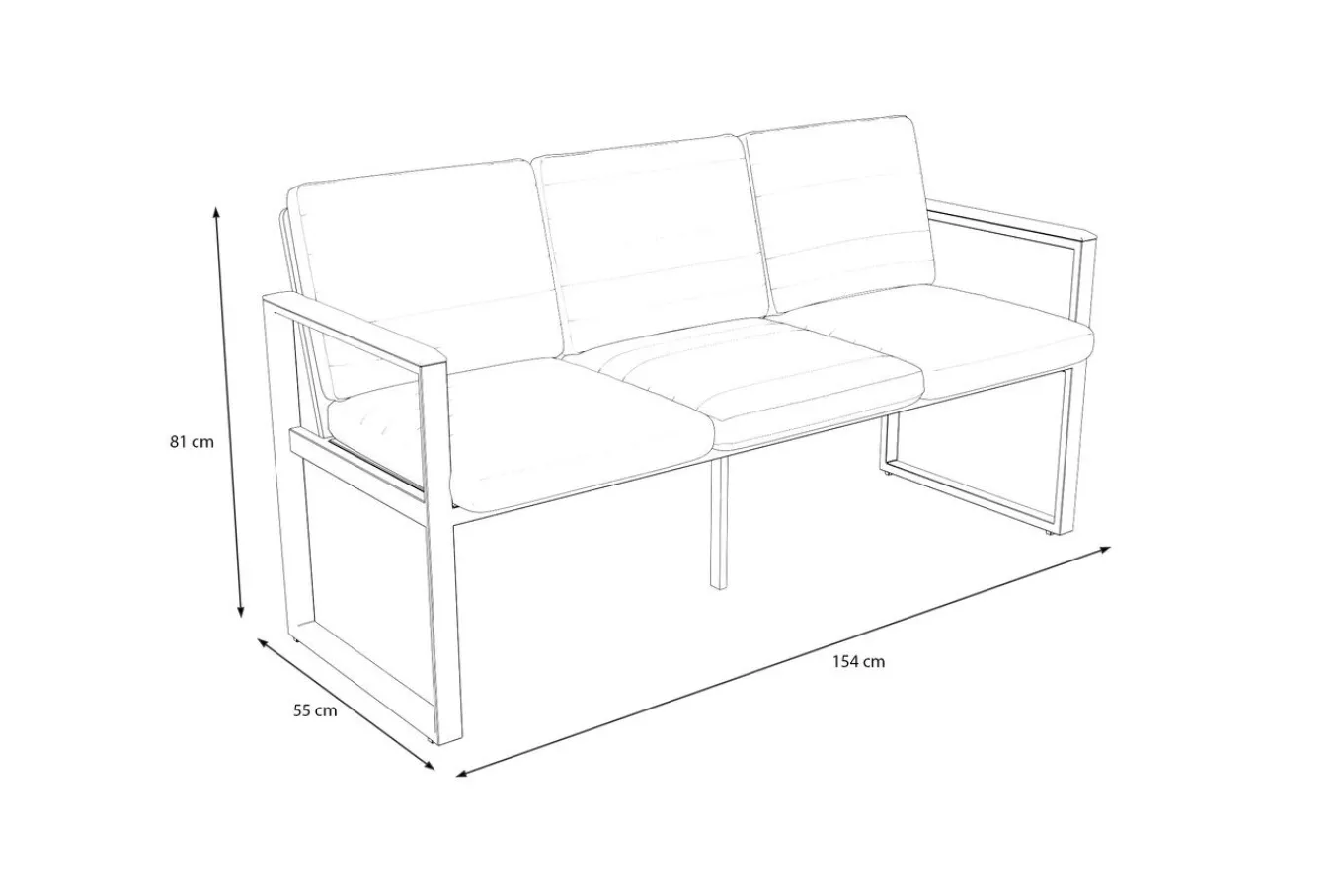 Alexander Bank, mattgrau, Alu/Teak, 154x55x75 cm, mit Armlehnen, inkl. Polster Gartenbänke & Gartensofas