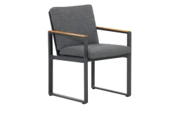 Alexander Stuhl, mattgrau, Alu/Teak, 58x55x81cm, mit Armlehnen, inkl. Polster Gartenstühle & Gartensessel