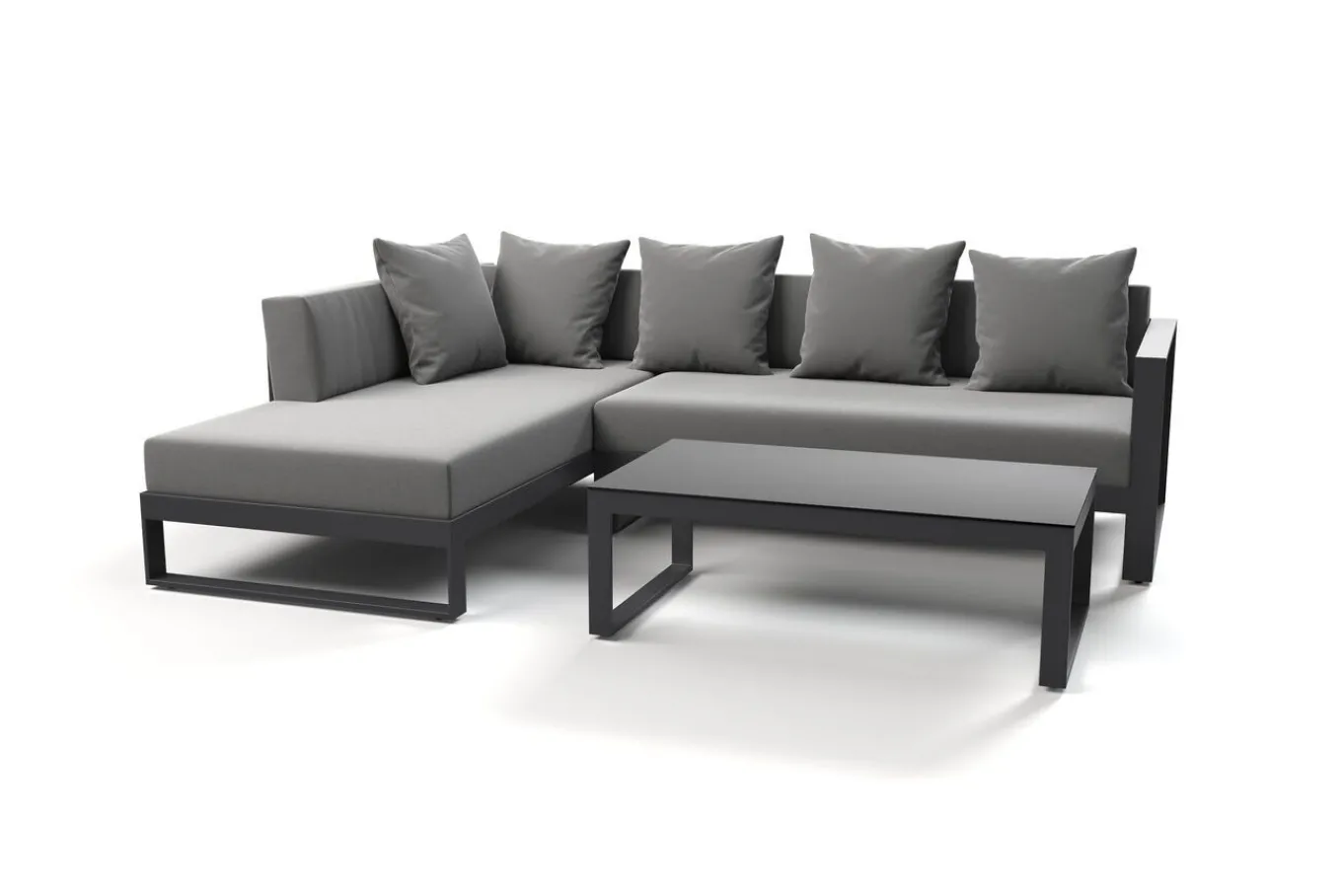 Discount Almeria Gartenmöbel-Set Lounge inkl. Ampelschirm, anthrazit/grau, Alu/Glas, 400 x 300 cm, pulverbeschichtet, UV-Schutz, witterungsbeständig Garten-Essgruppen|Aluminium-Gartenmöbel