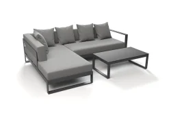 Discount Almeria Gartenmöbel-Set Lounge inkl. Ampelschirm, anthrazit/grau, Alu/Glas, 400 x 300 cm, pulverbeschichtet, UV-Schutz, witterungsbeständig Garten-Essgruppen|Aluminium-Gartenmöbel