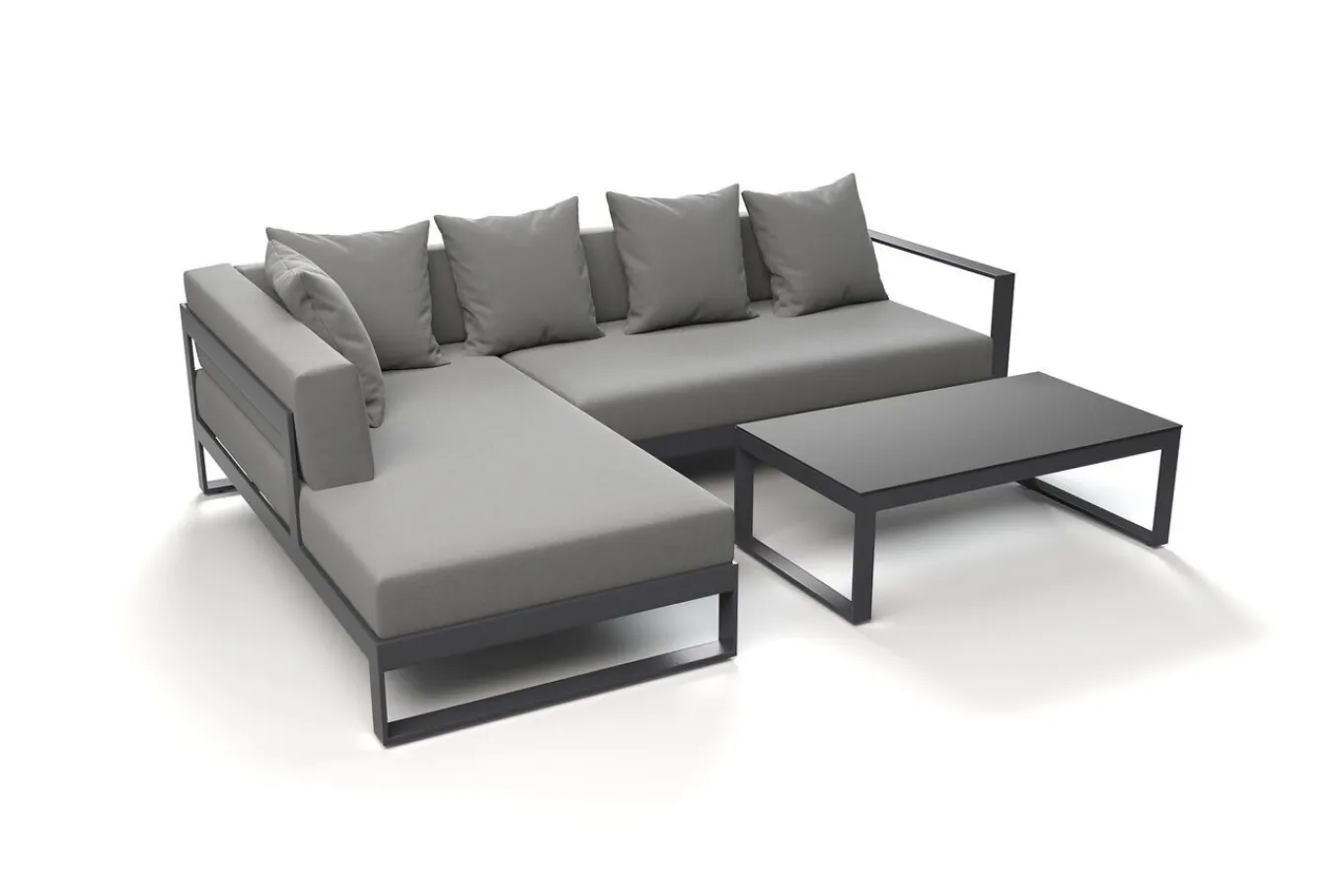 Discount Almeria Gartenmöbel-Set Lounge inkl. Ampelschirm, anthrazit/grau, Alu/Glas, 400 x 300 cm, pulverbeschichtet, UV-Schutz, witterungsbeständig Garten-Essgruppen|Aluminium-Gartenmöbel