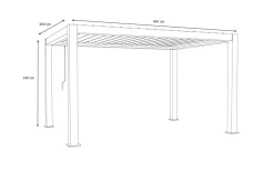 Discount Antalya Lamellenpergola, schwarz, Alu, 4 x 4 m, pulverbeschichtet, wetterfest, verstellbare Lamellen Pergola