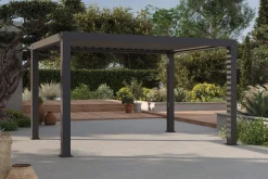 Discount Antalya Lamellenpergola, schwarz, Alu, 4 x 4 m, pulverbeschichtet, wetterfest, verstellbare Lamellen Pergola