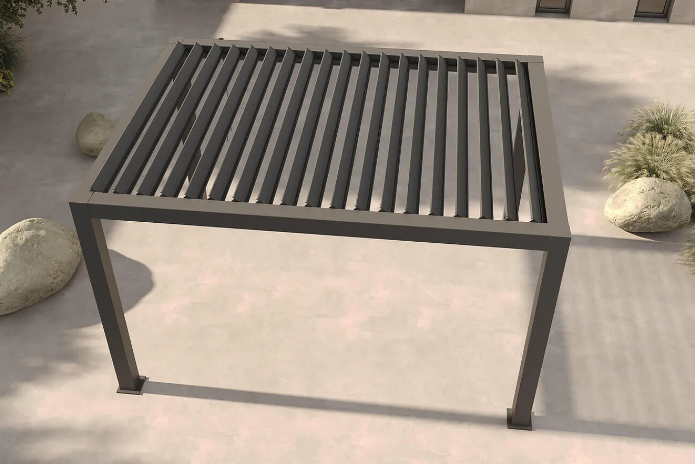 Hot Antalya Lamellenpergola, schwarz, Alu pulverbeschichtet, 3 x 4 m, witterungsbeständig, verstellbares Lamellendach Pergola