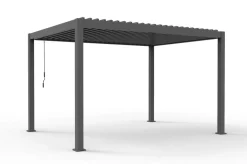 Hot Antalya Lamellenpergola, schwarz, Alu pulverbeschichtet, 3 x 4 m, witterungsbeständig, verstellbares Lamellendach Pergola