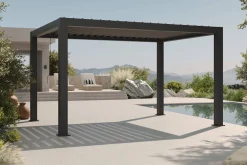 Hot Antalya Lamellenpergola, schwarz, Alu pulverbeschichtet, 3 x 4 m, witterungsbeständig, verstellbares Lamellendach Pergola
