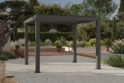 Sale Antalya Lamellenpergola, schwarz, Alu pulverbeschichtet, 3 x 3 m, wetterfest, Lamellendach verstellbar Pergola