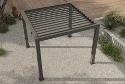 Sale Antalya Lamellenpergola, schwarz, Alu pulverbeschichtet, 3 x 3 m, wetterfest, Lamellendach verstellbar Pergola