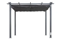 Antalya Pergola mit faltbarem Stoffdach, Anthrazit, Aluminium/Stahl/Polyester, 3 x 3 m, UV-Schutz 30+ Pergola