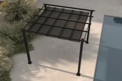 Antalya Pergola mit faltbarem Stoffdach, Anthrazit, Aluminium/Stahl/Polyester, 3 x 3 m, UV-Schutz 30+ Pergola