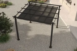 Antalya Pergola mit faltbarem Stoffdach, Anthrazit, Aluminium/Stahl/Polyester, 3 x 3 m, UV-Schutz 30+ Pergola