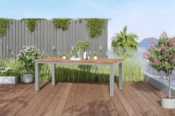 Clearance Ausziehtisch, Edelstahl/recyceltes Teak, 200/260x100cm, rustikal gebürstet, FSC®-zertifiziertes Produkt Gartentische