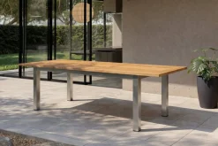 Clearance Ausziehtisch, Edelstahl/recyceltes Teak, 200/260x100cm, rustikal gebürstet, FSC®-zertifiziertes Produkt Gartentische