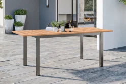 Hot Ausziehtisch, Teak/Edelstahl, Plattenstärke 20mm, 150/200x90cm Gartentische|Edelstahl-Gartenmöbel