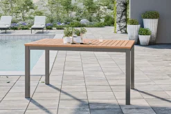 Hot Ausziehtisch, Teak/Edelstahl, Plattenstärke 20mm, 150/200x90cm Gartentische|Edelstahl-Gartenmöbel