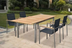 Hot Ausziehtisch, Teak/Edelstahl, Plattenstärke 20mm, 150/200x90cm Gartentische|Edelstahl-Gartenmöbel