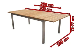 New Ausziehtisch, Teakholz/Edelstahl, Plattenstärke 25mm, 200/300x100cm, FSC®-zertifiziertes Produkt Gartentische
