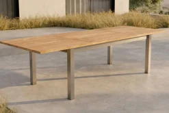 Discount Ausziehtisch, Teakholz/Edelstahl, Plattenstärke 25 mm, 220/340 x 100 cm, FSC®-zertifiziertes Produkt Gartentische