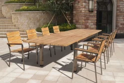Discount Ausziehtisch, Teakholz/Edelstahl, Plattenstärke 25 mm, 220/340 x 100 cm, FSC®-zertifiziertes Produkt Gartentische