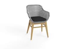 Outlet Bali Garten-Essgruppe mit 6 Dining Sesseln, schwarz/weiß/natur, Akazie/Polyrattan, 180/220/260 x 100 cm, FSC®-zertifiziertes Produkt Garten-Essgruppen