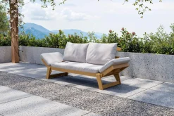 Online Bali Lounge/Liege, creme/natur, Akazie/Polyester, geölt, 198 x 68 x 78 cm, verstellbar, inkl. Kissen, FSC®-zertifiziertes Produkt Akazien-Gartenmöbel|Gartenliegen
