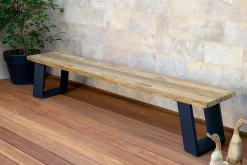 Outlet Bank, dark grey/natur, Alu/recyceltes Teak, 240x100x45cm, mit Baumkante, FSC®-zertifiziertes Produkt Gartenbänke & Gartensofas