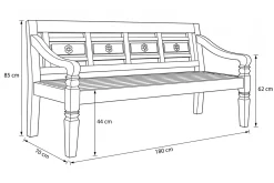 Outlet Bank, natur, recycled Teak, 180x70x85cm, aufwändig gestaltet, mit Armlehnen Gartenbänke & Gartensofas