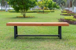 Bank, natur/schwarz, Akazie, 160 x 36,5 x 45 cm, FSC®-zertifiziertes Produkt Akazien-Gartenmöbel|Gartenbänke & Gartensofas