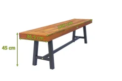 Bank, natur/schwarz, Akazie, 160 x 36,5 x 45 cm, FSC®-zertifiziertes Produkt Akazien-Gartenmöbel|Gartenbänke & Gartensofas