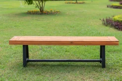 Bank, natur/schwarz, Akazie, 160 x 36,5 x 45 cm, FSC®-zertifiziertes Produkt Akazien-Gartenmöbel|Gartenbänke & Gartensofas