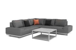 Clearance Beau Gartenlounge für 5-6 Personen, grau, Aluminium/Polyester, inkl. Kaffeetisch Gartenlounge|Aluminium-Gartenmöbel