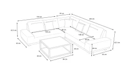 Clearance Beau Gartenlounge für 5-6 Personen, grau, Aluminium/Polyester, inkl. Kaffeetisch Gartenlounge|Aluminium-Gartenmöbel