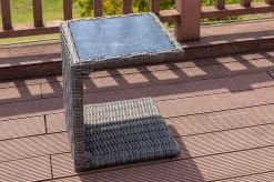 Outlet Beistelltisch, grau, Polyrattan, 45 x 45 x 50 cm, Tischplatte Spraystone, innenliegend Gartentische|Polyrattan-Gartenmöbel
