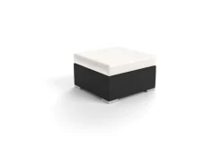 Sale Beistelltisch/Hocker, creme/weiß, schwarz, Polyrattan, inkl. Glasplatte und Polster Polyrattan-Gartenmöbel|Gartenlounge