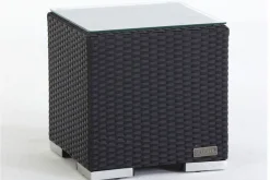 Sale Beistelltisch, schwarz, Polyrattan, 40x40x40 cm, inkl. Glasplatte Gartentische|Gartenlounge