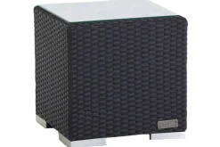 Sale Beistelltisch, schwarz, Polyrattan, 40x40x40 cm, inkl. Glasplatte Gartentische|Gartenlounge