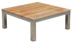 New Beistelltisch, silber/natur, Edelstahl/Teakholz, 69 x 69 x 29 cm, FSC®-zertifiziertes Produkt Gartentische|Edelstahl-Gartenmöbel