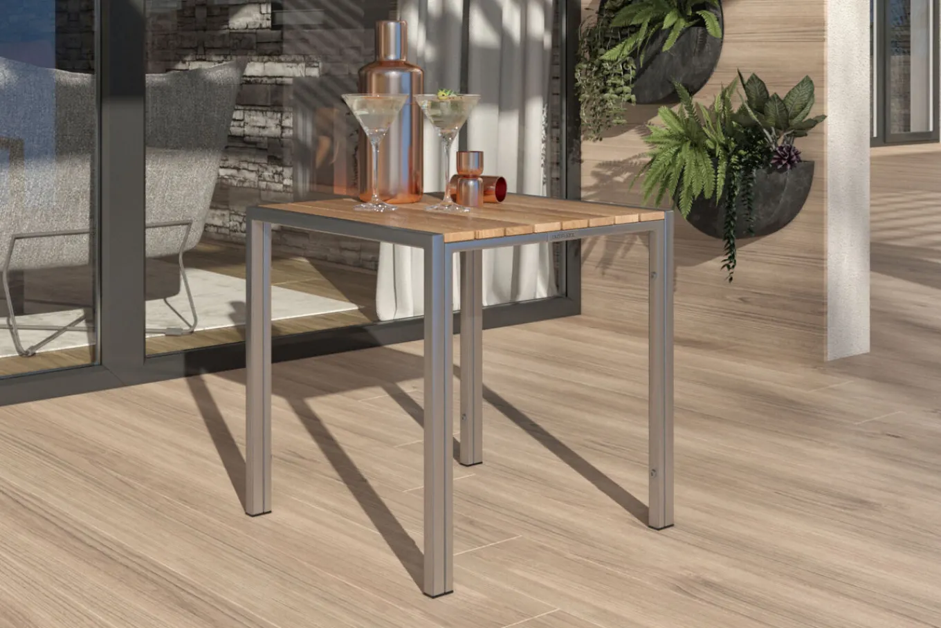 Sale Beistelltisch, Teakholz/Edelstahl, 45x45cm, FSC®-zertifiziertes Produkt Gartentische