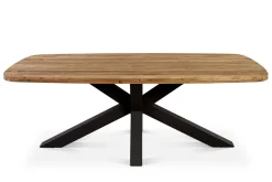 Outlet Belgium Esstisch, dark grey/natur, Alu/recyceltes Teak, 220x100x78cm, rustikal gebürstet, Kreuz-Gestell, FSC®-zertifiziertes Produkt Gartentische