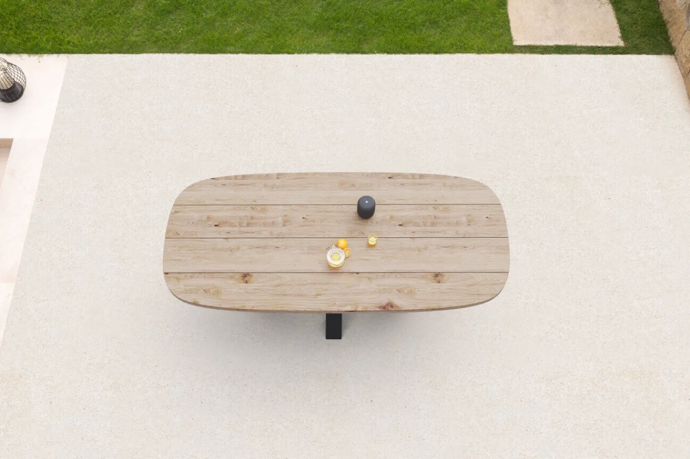 Outlet Belgium Esstisch, dark grey/natur, Alu/recyceltes Teak, 220x100x78cm, rustikal gebürstet, Kreuz-Gestell, FSC®-zertifiziertes Produkt Gartentische