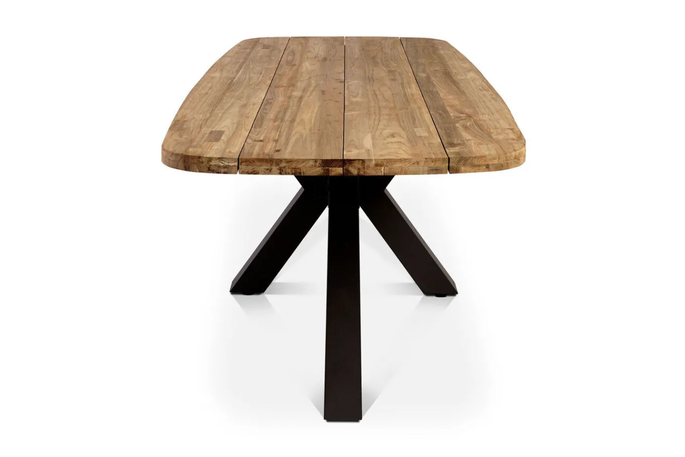 Outlet Belgium Esstisch, dark grey/natur, Alu/recyceltes Teak, 220x100x78cm, rustikal gebürstet, Kreuz-Gestell, FSC®-zertifiziertes Produkt Gartentische