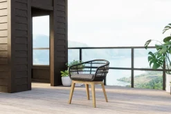 Sale Belgium Garten-Essgruppe, natur/dunkelgrau, Alu/recyceltes Teak, Tisch 220 x 100 cm, 6 Stühle, Kissen Inklusive, FSC®-zertifiziertes Produkt Rope-Gartenmöbel|Garten-Essgruppen