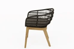 Sale Belgium Garten-Essgruppe, natur/dunkelgrau, Alu/recyceltes Teak, Tisch 220 x 100 cm, 6 Stühle, Kissen Inklusive, FSC®-zertifiziertes Produkt Rope-Gartenmöbel|Garten-Essgruppen