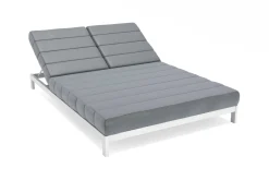 Online Bite Gartenliege, hellgrau/weiß, Alu/Polyester, 210 x 144 cm, hohe Belastbarkeit Gartenliegen|Aluminium-Gartenmöbel
