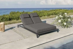 Blain Garten-Doppelliege, dunkelgrau, Alu/Polyester, mit Quick-Dry Schaumpolstern Gartenliegen|Aluminium-Gartenmöbel