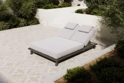 New Blain Garten-Doppelliege, hellgrau, Alu/Polyester, 210 x 144 cm, Rückenlehne verstellbar Gartenliegen|Aluminium-Gartenmöbel